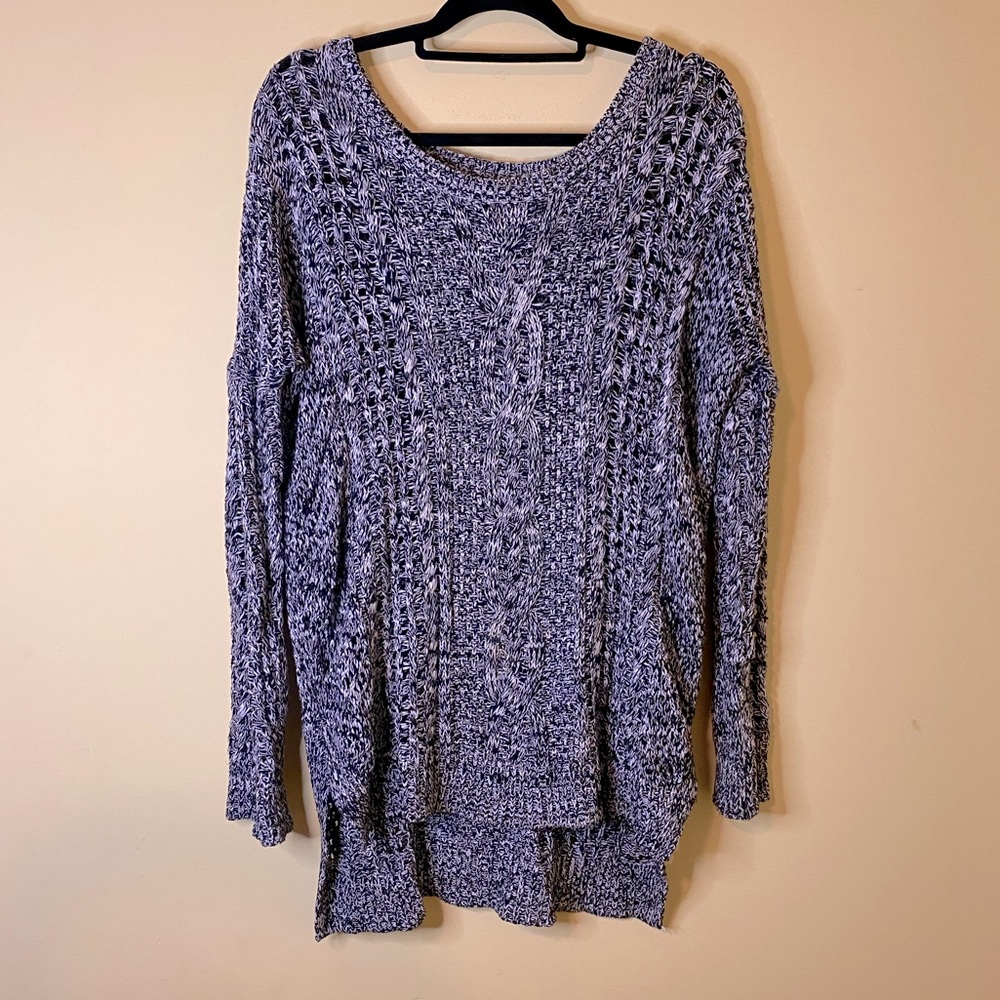 Express Women’s Black White Tunic High Low Sweater Size Small Oversized